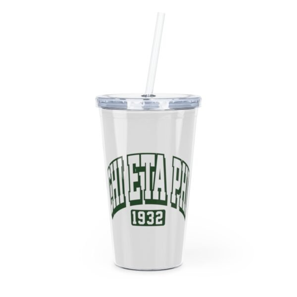 Plastic Tumbler with Straw Varsity