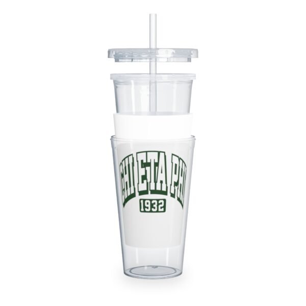 Plastic Tumbler with Straw Varsity