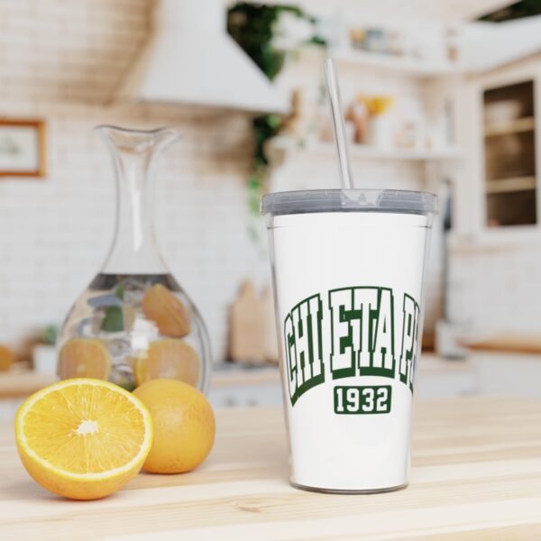 Plastic Tumbler with Straw Varsity