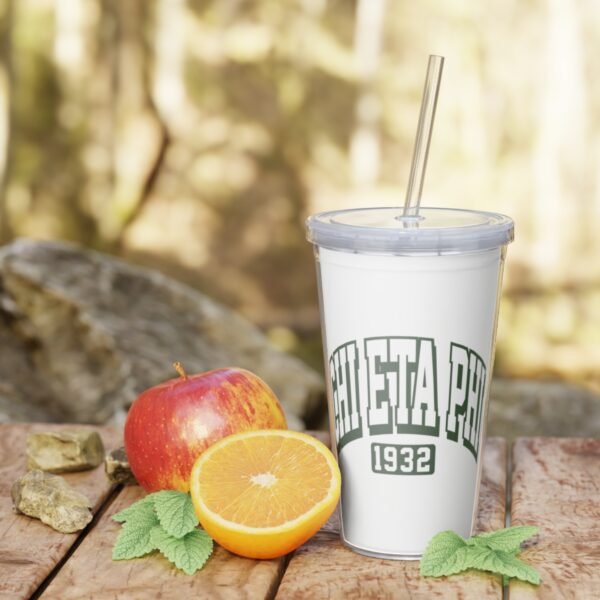 Plastic Tumbler with Straw Varsity